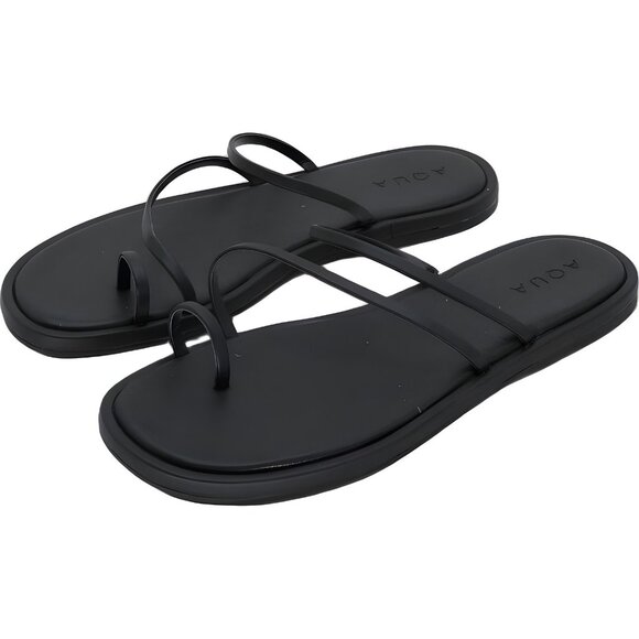 AQUA Vixx Minimalist Thong Sandals Black Slip-On Summer Slides Women's US 8 - Picture 2 of 6